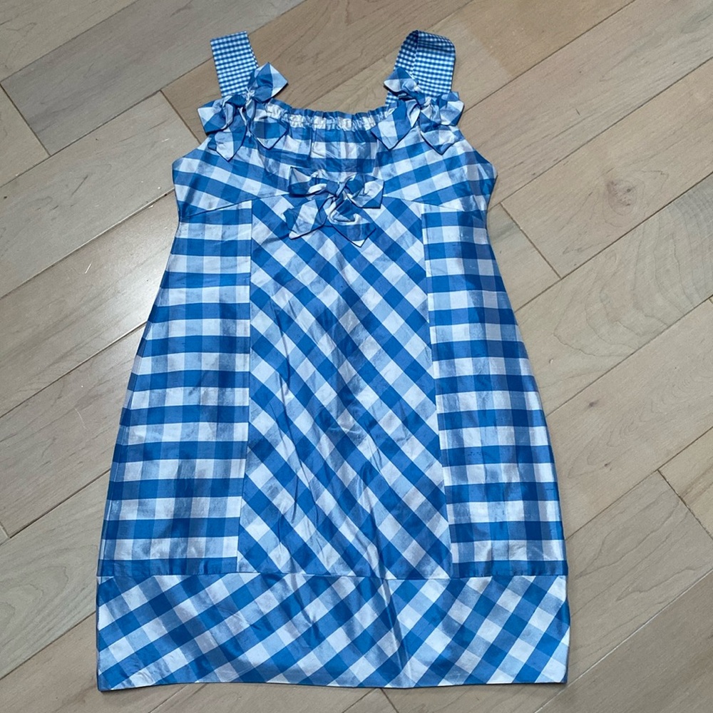 I Pinco Pallino Italian silk girls dress white blue